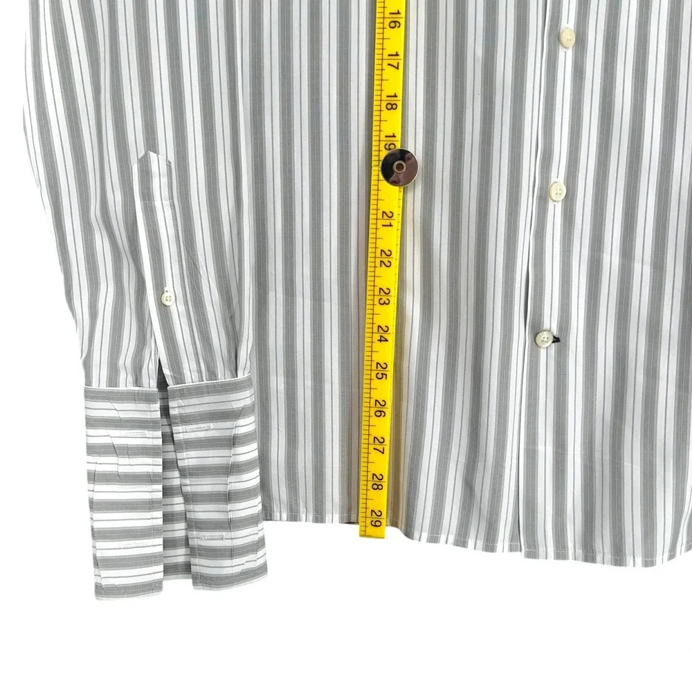 Banana‎ Republic Slim Fit Dress Shirt Gray Striped Executive M 15-15.5